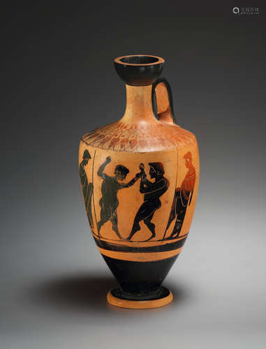 AN ATTIC BLACK-FIGURE LEKYTHOS WITH BOXERS  一个阁楼上的带拳...