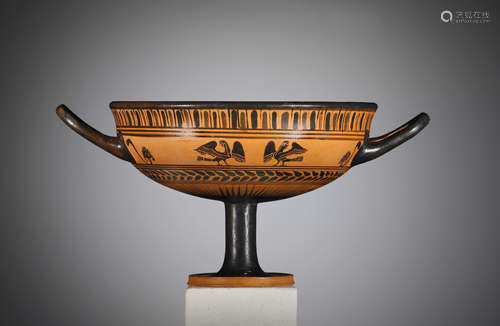 AN ATTIC BLACK-FIGURE LITTLE MASTER CASSEL CUP WITH SIRENS  ...