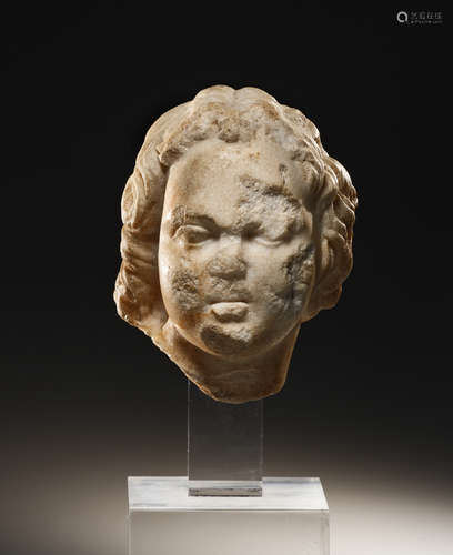 A ROMAN MARLE HEAD OF EROS  一个厄洛斯的罗马大理石头像