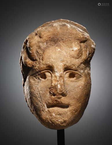 A ROMAN MARBLE HEAD OF A YOUTH IN RELIEF  一个浮雕的罗马大理...