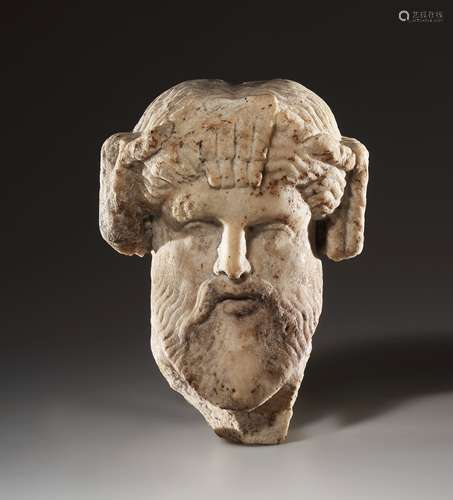 A ROMAN HERM OF A BEARDED GOD  一个罗马大胡子神像