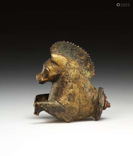 A PROVINCIAL ROMAN BRONZE HORSE PROTOME AS HANDLE APPLIQUE  ...