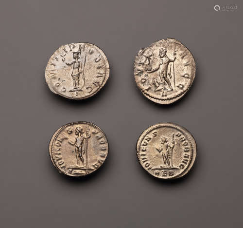 LOT OF 4 ROMAN BRONZE ANTONINIANS 一批 4 件罗马青铜安东尼人