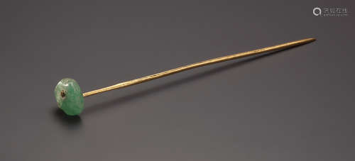 A ROMAN GOLD HAIR PIN WITH STONE  一个罗马金石发簪