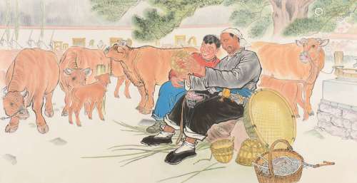 二十世纪六十年代上海书画社木板水印 业大更勤俭 纸本 立轴1轴