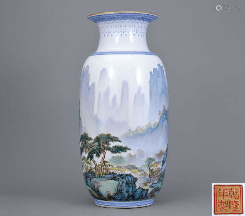 50年代 粉彩山水紋瓶