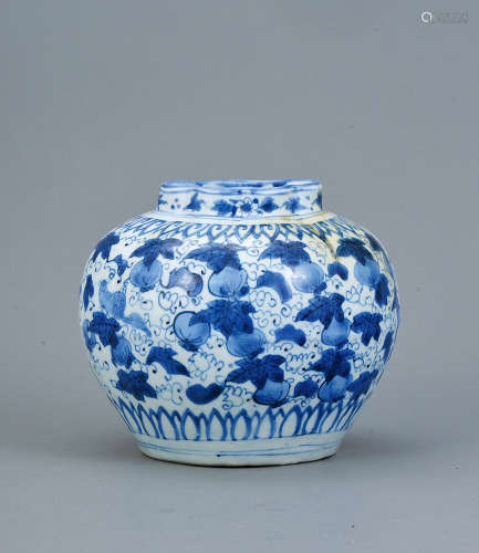 十七世紀 青花瓜瓞葵形罐