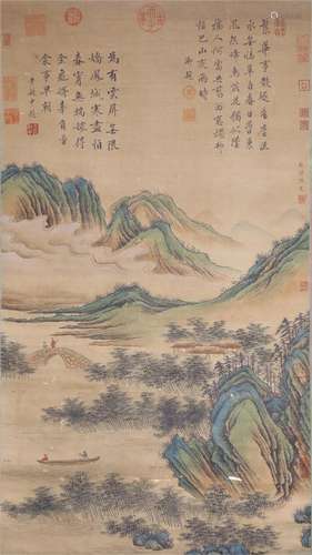 张择端 山水人物 设色绢本立轴