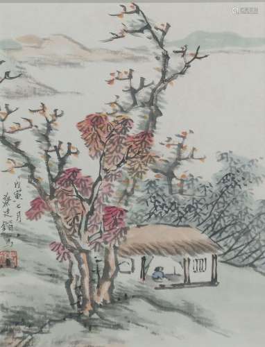 蔡廷锴 太湖幽居图 纸本镜框