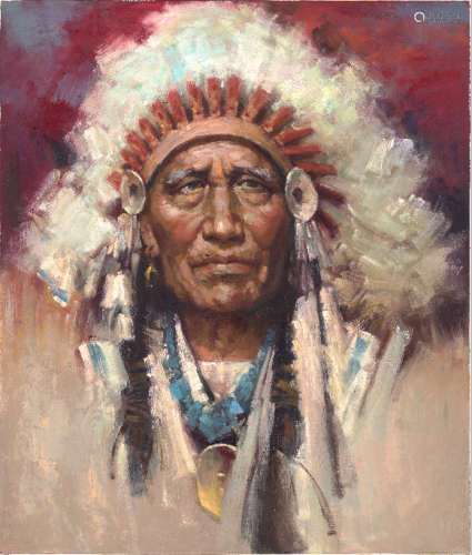 佚名土著人物油画