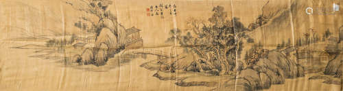 陈凝福(清) 溪桥烟树 1829年作 设色绢本 镜心