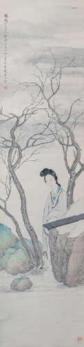 倪墨耕(1855-1919) 瑶琴佳人图  设色纸本 立轴