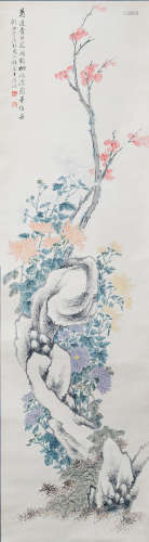 王舜江(1814-1886后) 秋菊霜叶  设色纸本 立轴