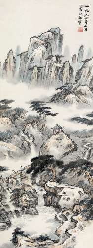 俞剑华(1895-1979) 踏春图 1964年作 设色纸本 立轴