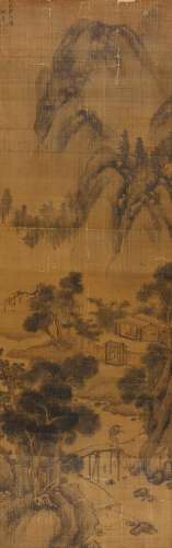 胡皋(1568-1652) 溪山隐居图 1622年作 设色绢本 立轴