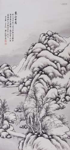何维朴(1844-1925) 寒溪雪霁 1912年作 水墨纸本 立轴