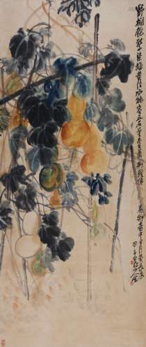 王一亭(1867-1938) 福禄图 1924年作 设色纸本 立轴