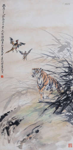 张善孖(1882-1940)、张聿光(1885-1968) 虎啸图 1930年作 设色纸本...