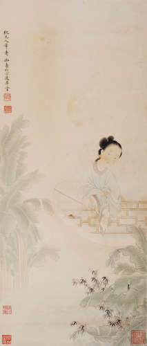 徐邦达(1911-2012) 持扇仕女图 设色纸本 立轴