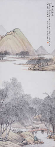 吴谷祥(1848-1903) 柳溪归牧 设色纸本 立轴