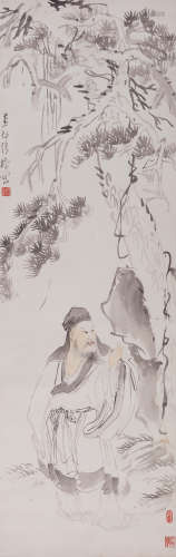 徐操(1899-1961) 松下高士 1944年作 设色纸本 立轴