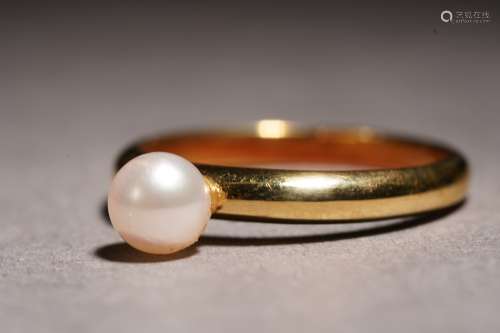 K18YG 白色系珍珠戒指 2.6g