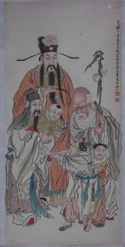 黃山壽人物畫卷軸