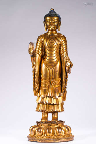 明代銅鎏金佛像