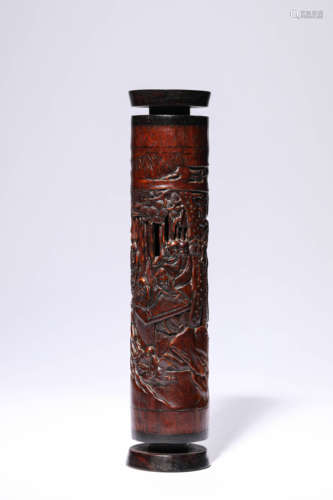 A Wood Nine Inmmortals under Xiang Mountain Brush Pot