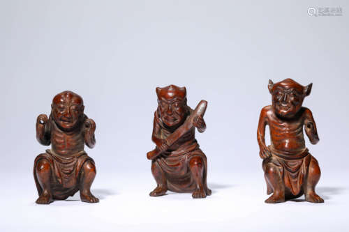 A Set of Bamboo Figure Carvings