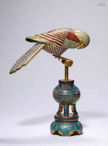 A Cloisonne Enamel Parrot Sculpture