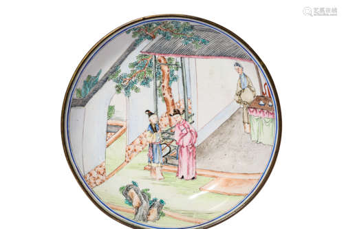 An Enamel Painted Figure Dish