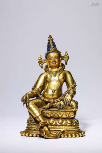 A Tibetan Palam Style Statue Yellow Jambhala Statue