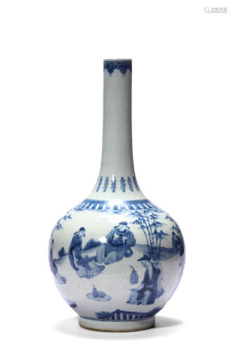 A Porcelain Blue and White Story Vase