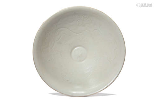 A Porcelain White-Glazed Dragon Bowl