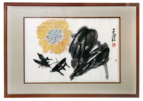 崔子范(1915-2011) 花卉蝴蝶  设色纸本  镜心