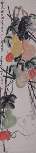 吴昌硕(1844-1927) 葫芦  设色纸本  立轴