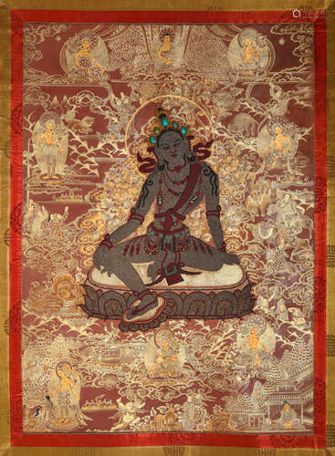 A Thanka of Avalokiteshvara Statue