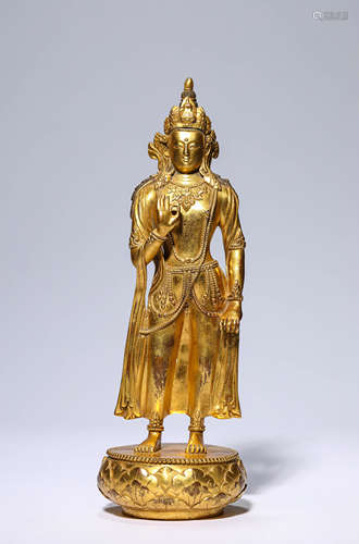 A Gilt-Bronze Avalokiteshvara Statue