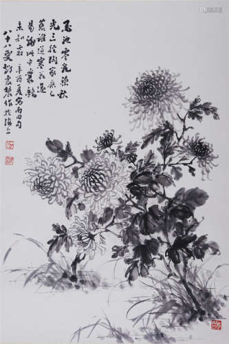 邓怀农(1894-1986) 墨菊图 1981年作 水墨纸本 立轴