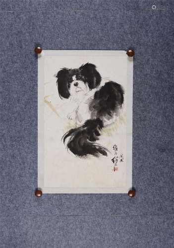 刘继卣(1918-1983) 犬趣图  设色纸本 镜心