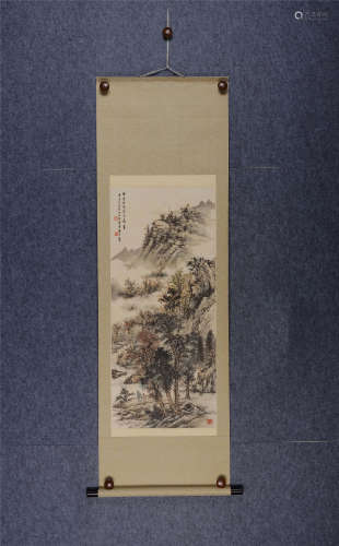黄君璧(1898-1991) 秋山烟树  设色纸本 立轴