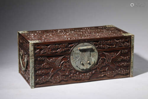 A Zitan Wood Cloud and Dragon Box