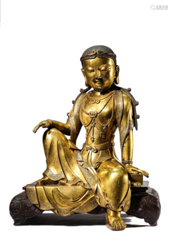 A Gilt-Bronze Guanyin Statue