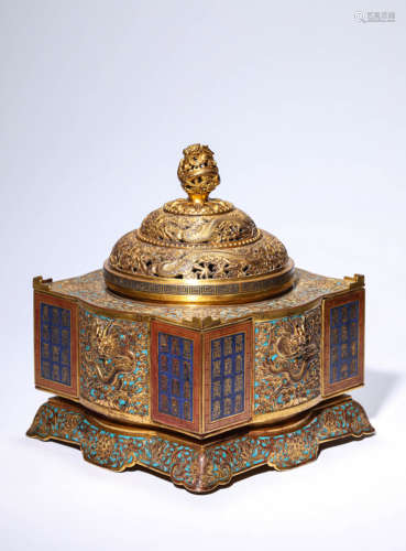 A Cloisonnne Enamel Interlock Branches Censer