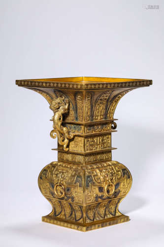 A Gilt-Bronze Rectangle Vase