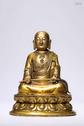 A Gilt-Bronze Kṣitigarbha Statue