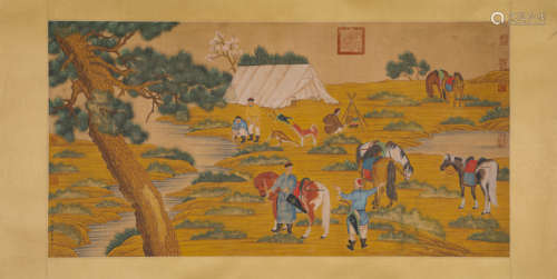 A Chinese Scroll Painting by Lang Shi Ning