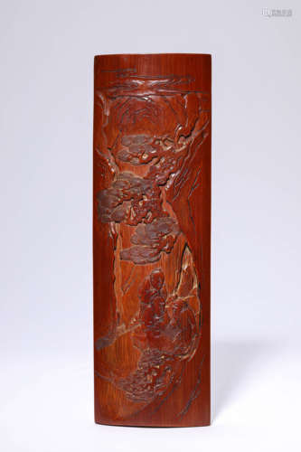 A Bamboo Carving of Scholars Under Pines Arm Rest