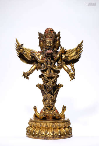 A Gilt-Bronze  Vájra Statue